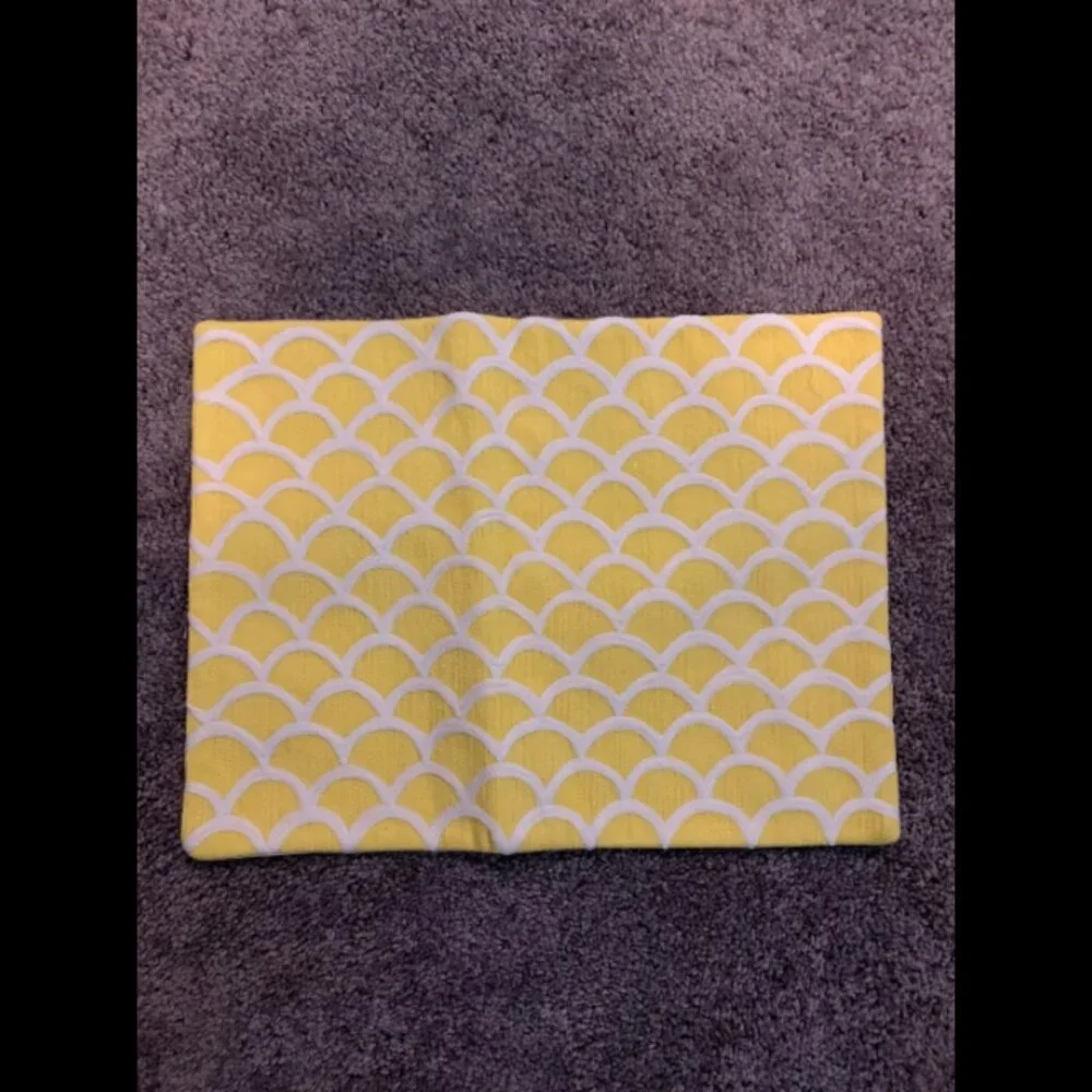 West Elm Crewel Pillow Chainstitch Scalloped Yellow pillow